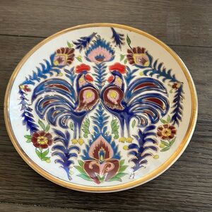 Hand Made Dakas Ceramic Rhodes Gold Trim Decorative Plate